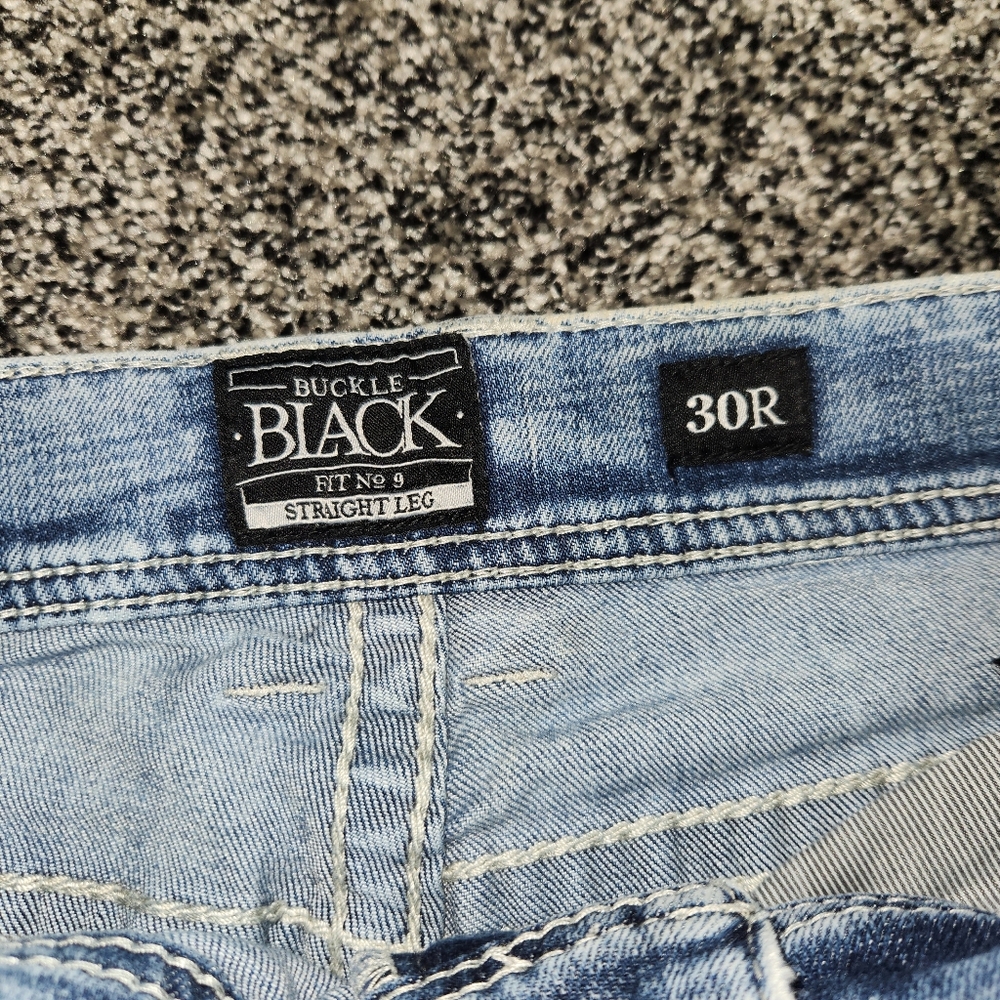 buckle black fit no 9. straight Leg Jeans Mens Sz 30 R, Lightwash Stretch Faded - Picture 9 of 11